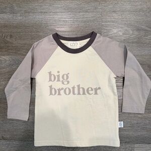Big Brother Long Sleeve Raglan Tee - Cream & Taupe 2T